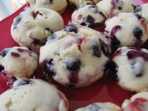 Moist and fluffy easy to make muffins loaded with blueberries and strawberries for a patriotic breakfast for 4th of July!